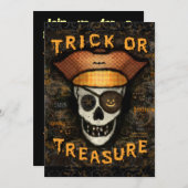 Invitation à la fête du crâne pirate d'Halloween p (Devant / Derrière)