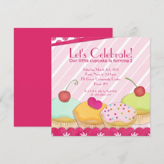 Invitation à la fête du Cupcake (Devant / Derrière)