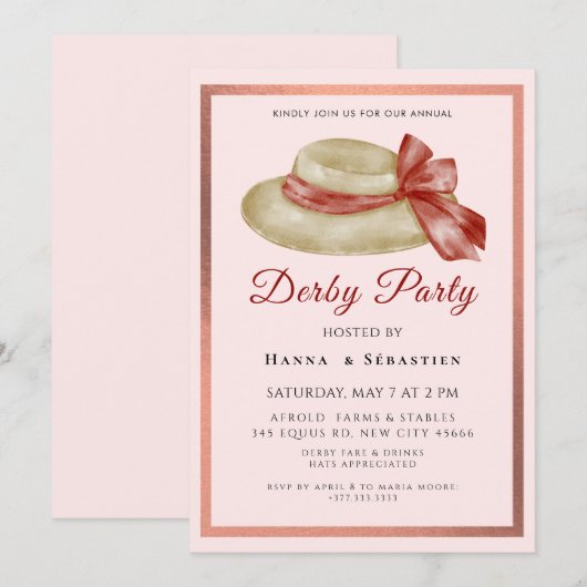 Invitation à la fête du derby de chapeaux (Devant / Derrière)