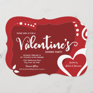 Invitation à la fête du dîner blanc rouge moderne