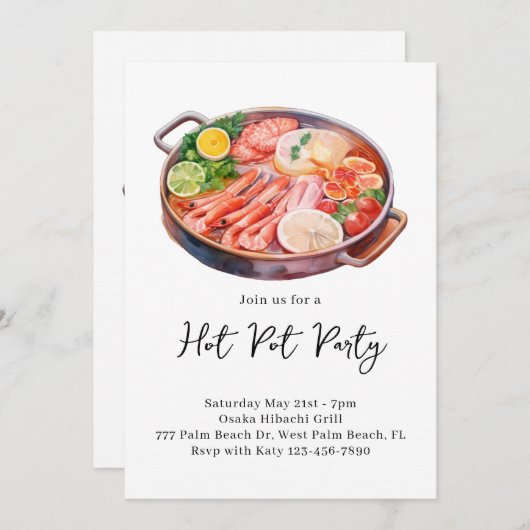 Invitation à la fête du dîner de Hot Pot (Devant / Derrière)