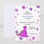 Invitation à la fête du dinosaure violet (Devant / Derrière)