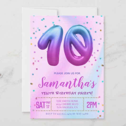 Invitation à la fête du dixième anniversaire (Devant)