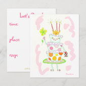 invitation à la fête du gâteau d'anniversaire (Devant / Derrière)