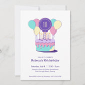 Invitation à la fête du gâteau d'anniversaire (Devant)