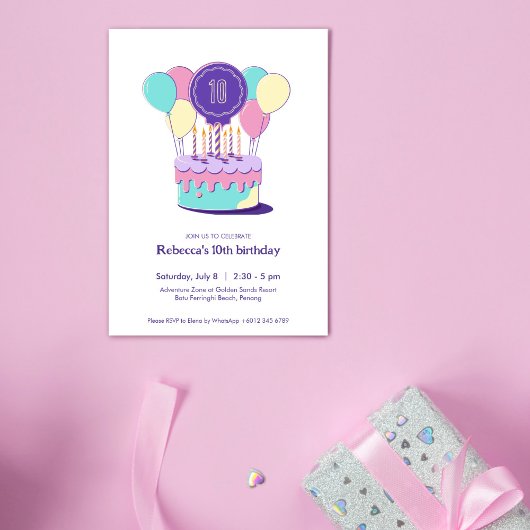 Invitation à la fête du gâteau d'anniversaire