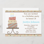 Invitation à la fête du gâteau d'anniversaire pers (Devant / Derrière)