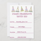 Invitation à la fête du gâteau d'anniversaire rose (Dos)