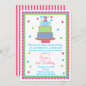 Invitation à la fête du gâteau du 2e anniversaire (Devant / Derrière)