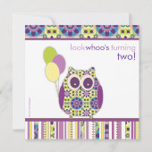 Invitation à la fête du hibou d'anniversaire de Pu (Dos)