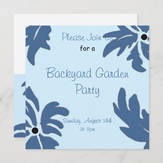 Invitation à la fête du Jardin Floral Bleu (Devant / Derrière)