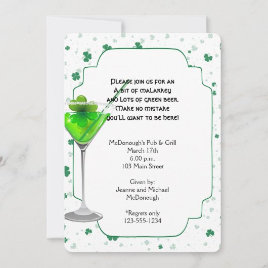 Invitation à la fête du Jour des Martini Vert St.  (Devant)