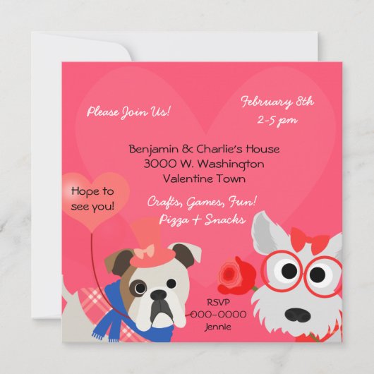 Invitation à la fête du Jour des Valentines (Devant)