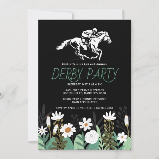 Invitation à la fête du Kentucky Derby - Cheval Bl (Devant)