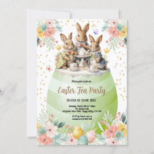 Invitation à la fête du lapin de Pâques. Vert past