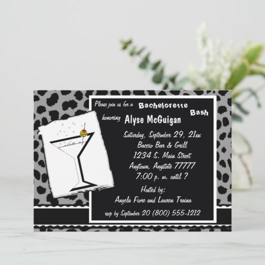 Invitation À La Fête Du Léopard Noir Blanc Et Gris (Debout devant)