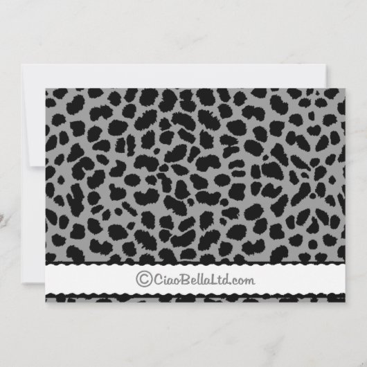 Invitation À La Fête Du Léopard Noir Blanc Et Gris (Dos)