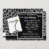 Invitation À La Fête Du Léopard Noir Blanc Et Gris (Devant / Derrière)