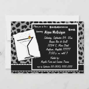 Invitation À La Fête Du Léopard Noir Blanc Et Gris