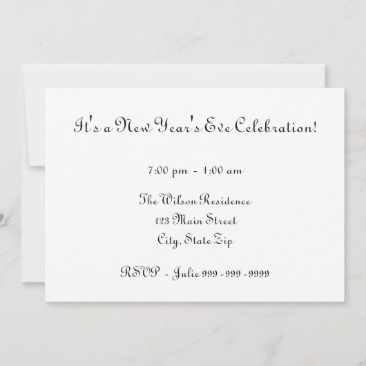 Invitation à la fête du Nouvel An (Dos)