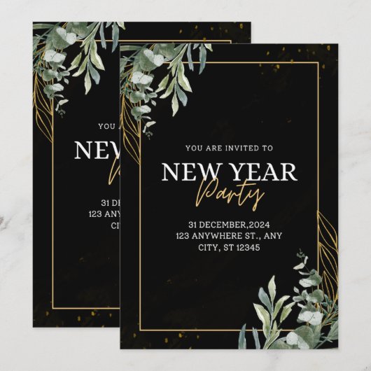 Invitation à la fête du Nouvel An (Devant / Derrière)