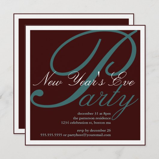 Invitation à la fête du Nouvel An (Devant / Derrière)