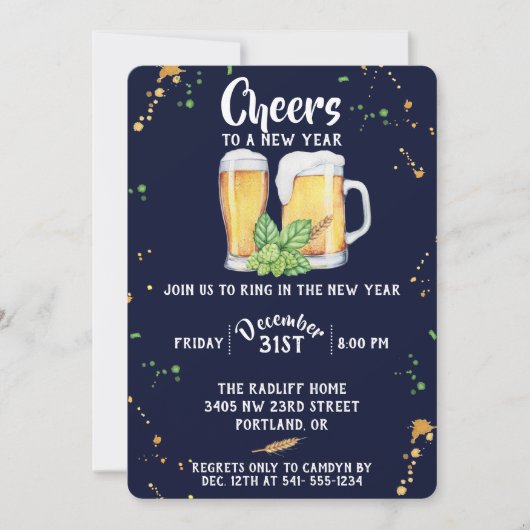 Invitation à la fête du Nouvel An dans le style de (Devant)