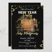 Invitation à la fête du Nouvel An Moderne en Or No (Devant / Derrière)
