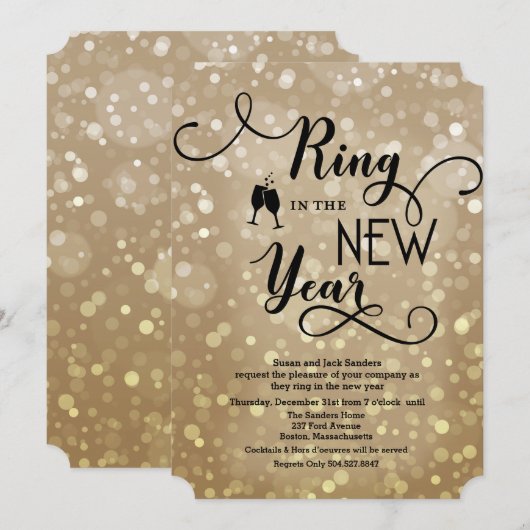 Invitation à la fête du Nouvel An NYE (Devant / Derrière)
