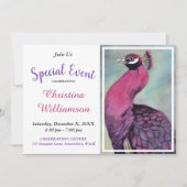 INVITATION À LA FÊTE DU PAON ROSE FUCHSIA (Devant)