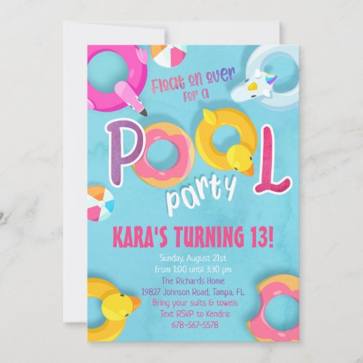 Invitation à la fête du pool (Devant)