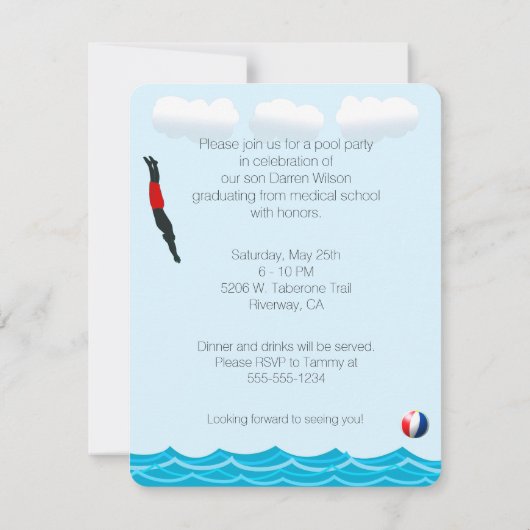 Invitation à la fête du pool (Dos)