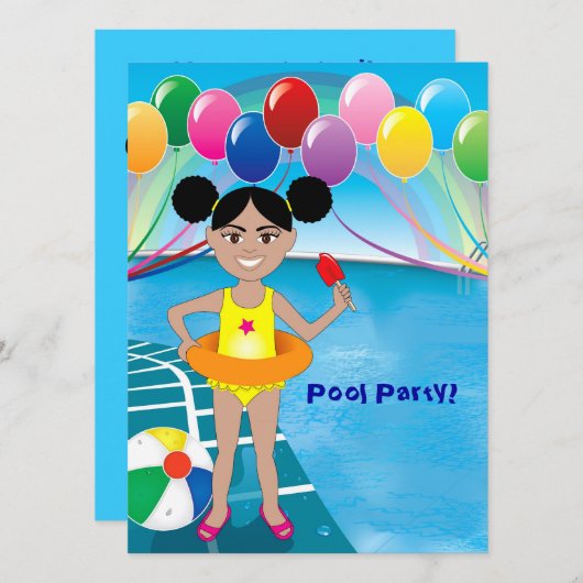 Invitation à la fête du pool (Devant / Derrière)