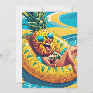 invitation à la fête du pool d'ananas