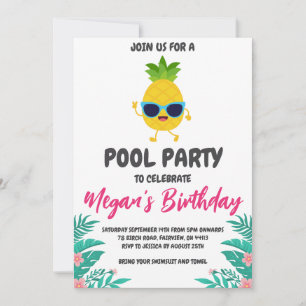 invitation à la fête du pool d'ananas