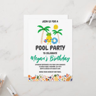 invitation à la fête du pool d'ananas