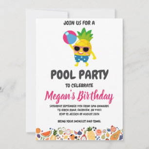 invitation à la fête du pool d'ananas