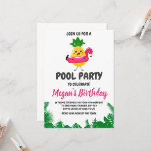 invitation à la fête du pool d'ananas