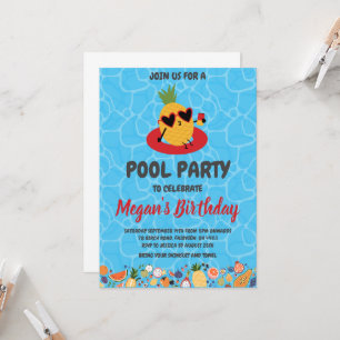 invitation à la fête du pool d'ananas