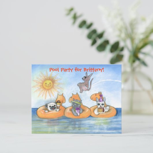 Invitation à la fête du pool d'enfants (Debout devant)