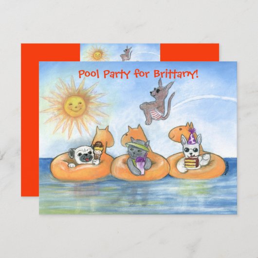 Invitation à la fête du pool d'enfants (Devant / Derrière)