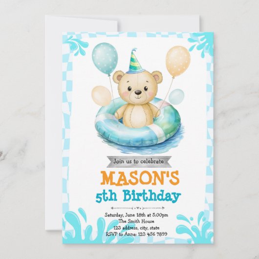 Invitation à la fête du pool d'ours (Devant)