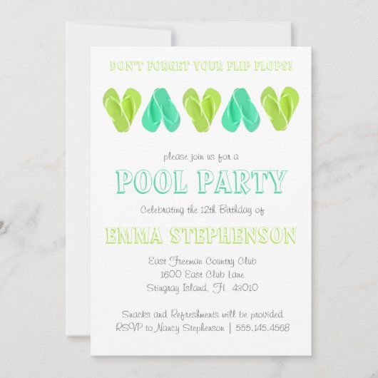 Invitation à la fête du pool| Tournes de tongs bri (Devant)