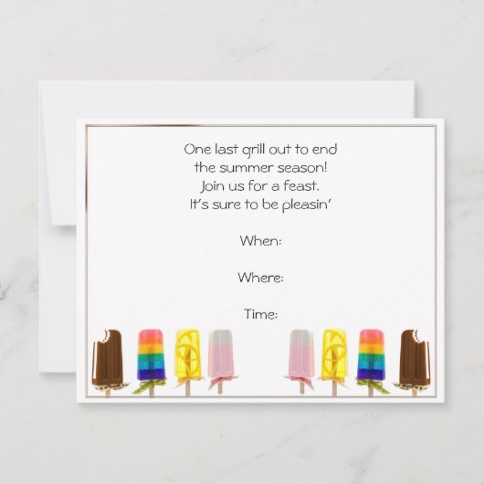 Invitation à la fête du Popsicle d'été (Devant)