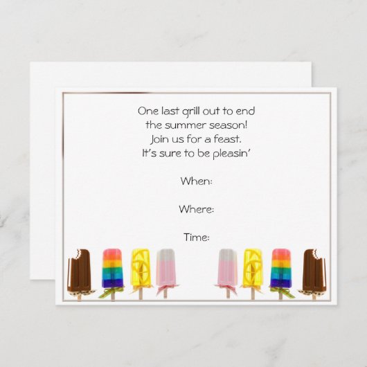 Invitation à la fête du Popsicle d'été (Devant / Derrière)