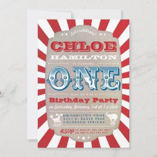 Invitation à la fête du premier anniversaire Cirqu