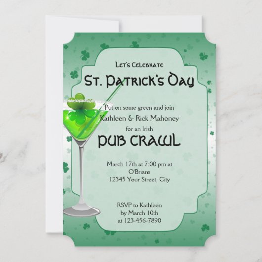 Invitation à la fête du pub de St. Patricks Day (Devant)