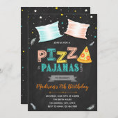 Invitation à la fête du pyjama de pizza (Devant / Derrière)