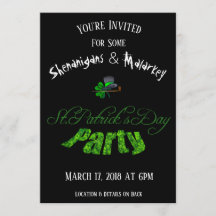 Invitation à la fête du Saint-Patrick Noir -