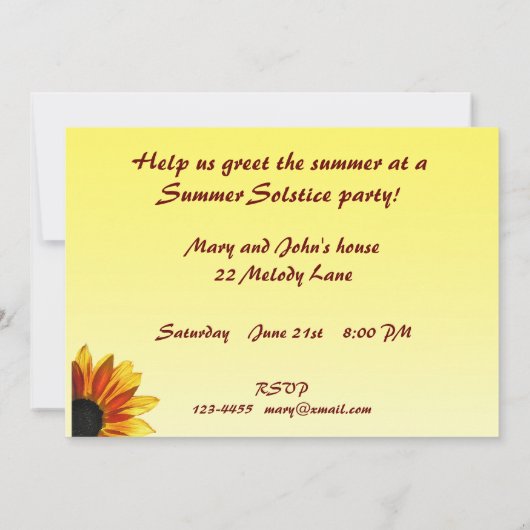 Invitation à la fête du Solstice d'été (Dos)